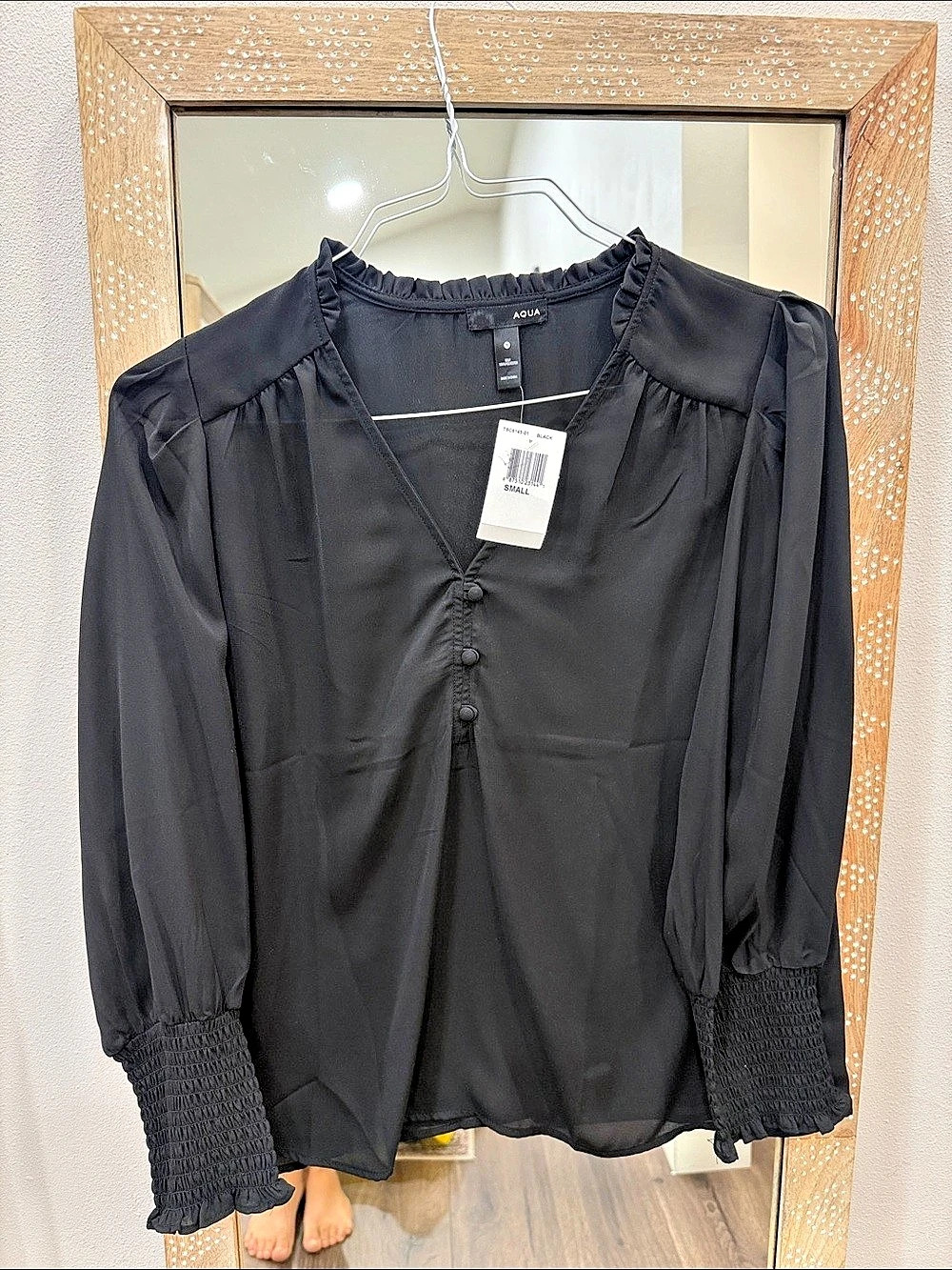 Aqua Black Blouse Size small